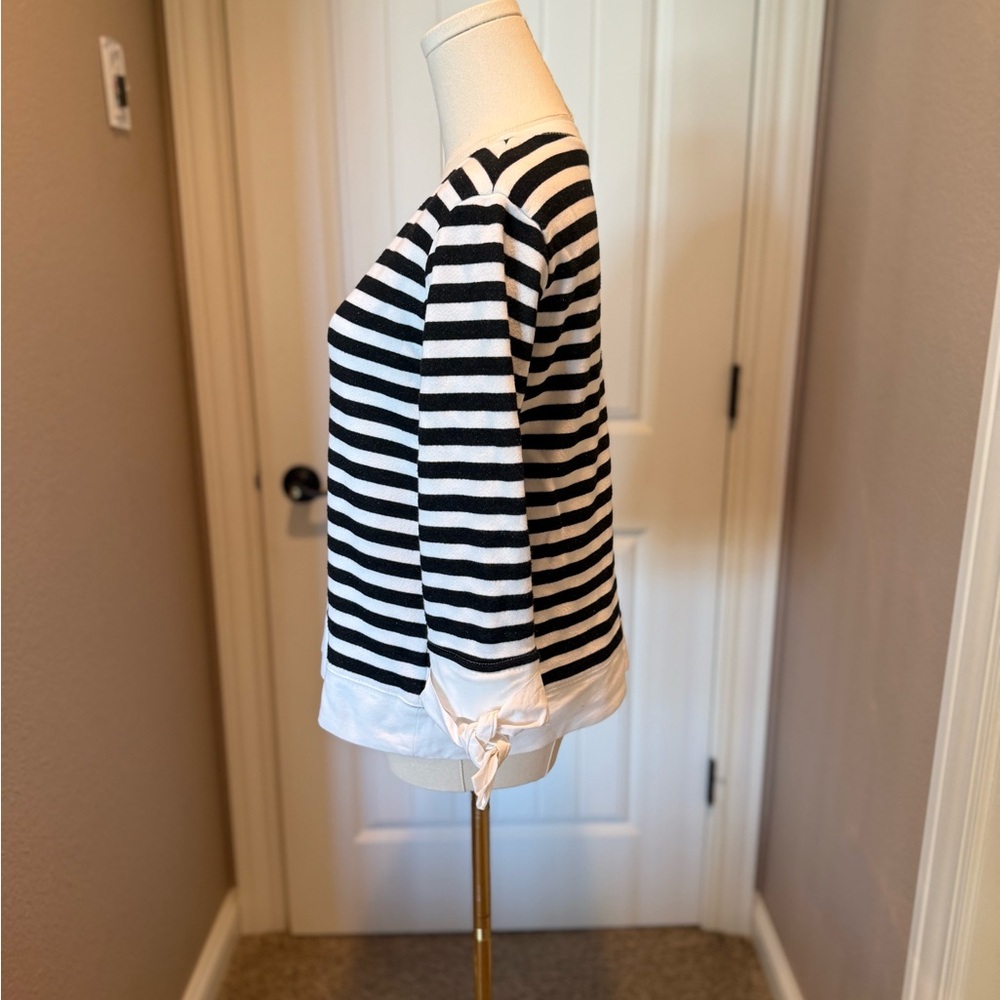 Gibson Black and White Striped Sweatshirt with Bow detail - Picture 2 of 4